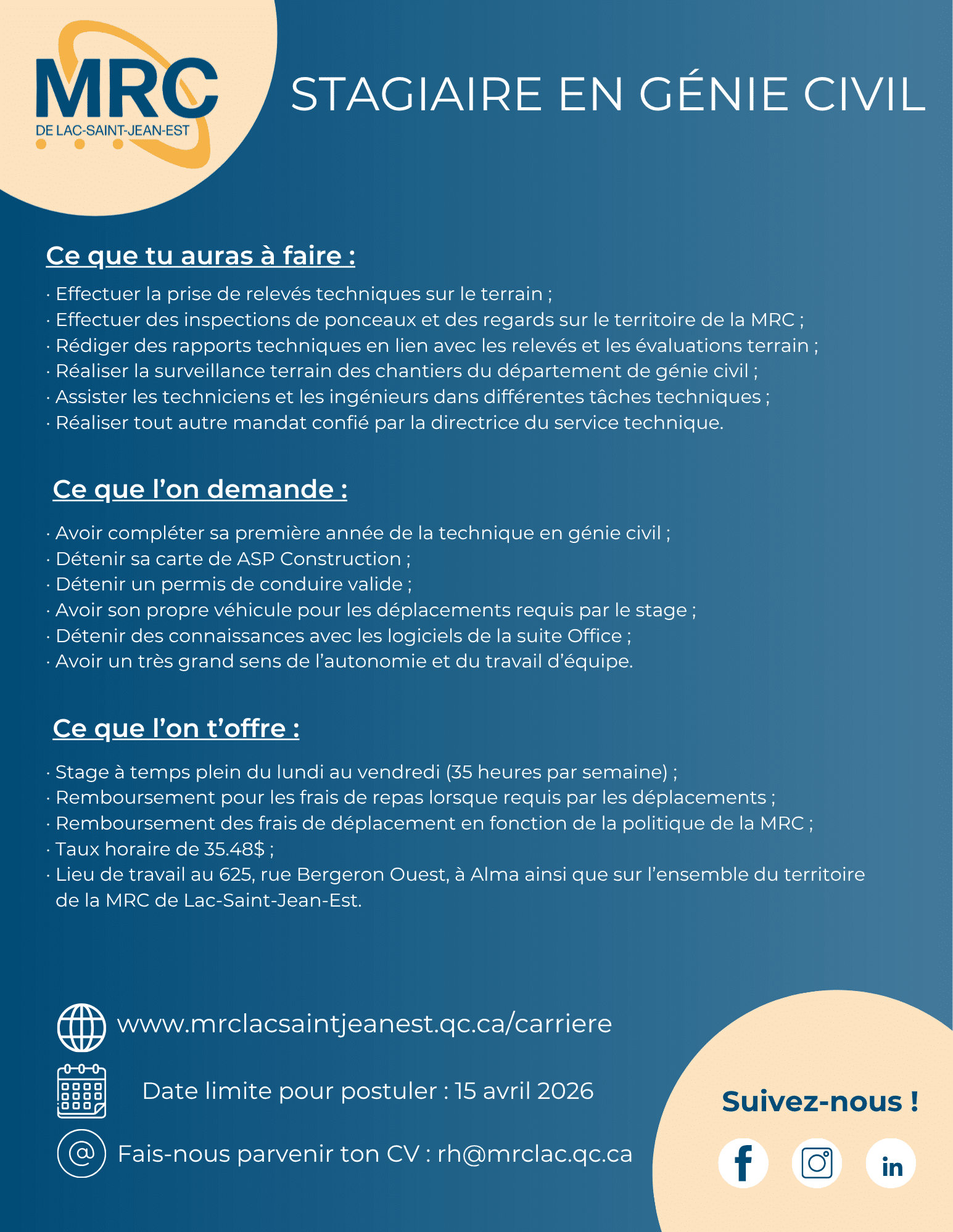 Stagiaire – génie civil